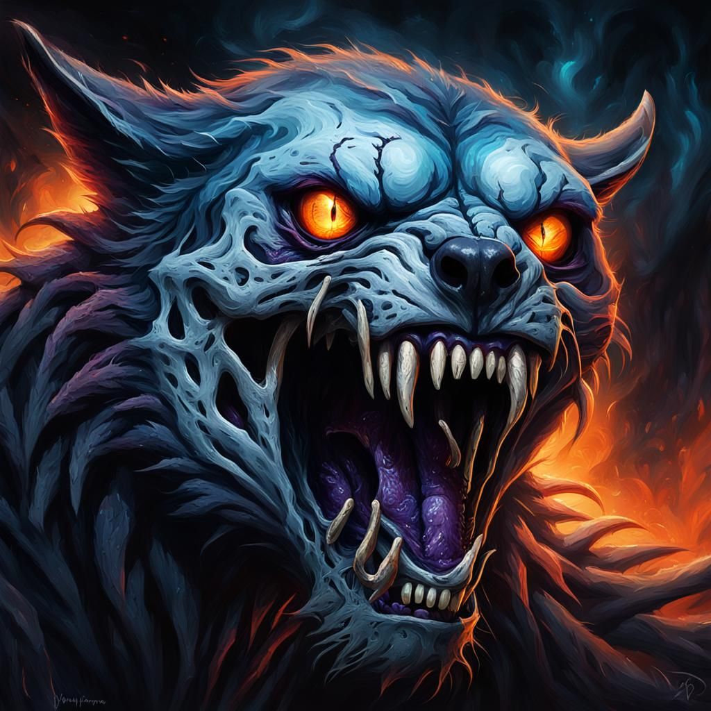 Skeletal Howler Screaming in Dark Fantasy Oil Painting