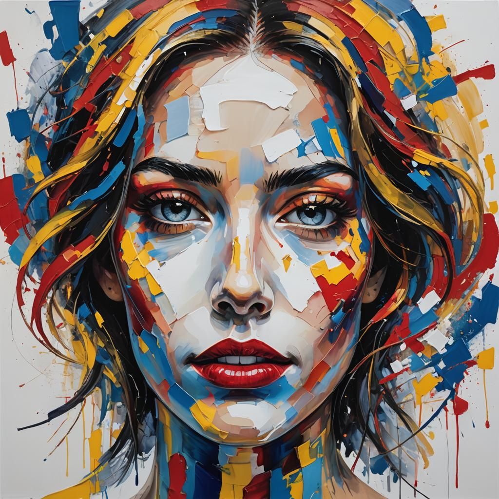Abstract Portrait of a Woman in Bold Colors