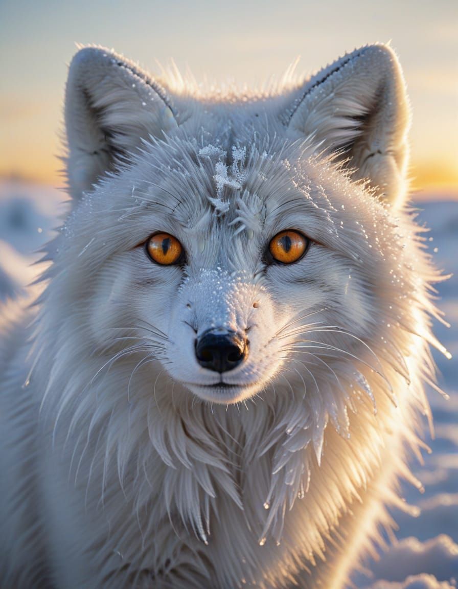 Hyper-Realistic Wildlife Photography of an Arctic Fox in Win...