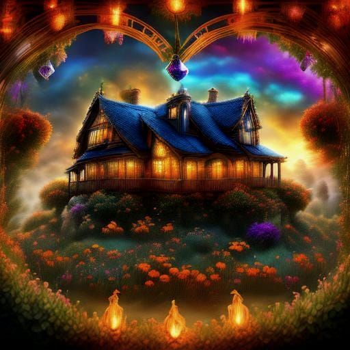 Autumn Halloween Scene in Transparent Pumpkin