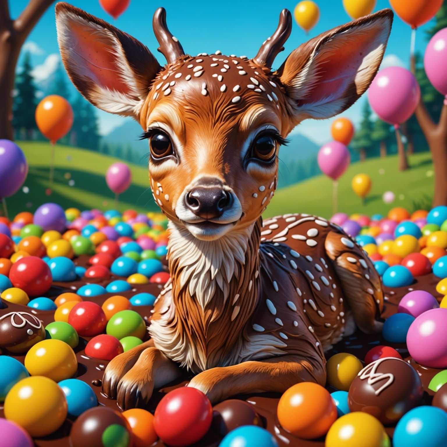 Chocolate Fawn in Candy Art Style