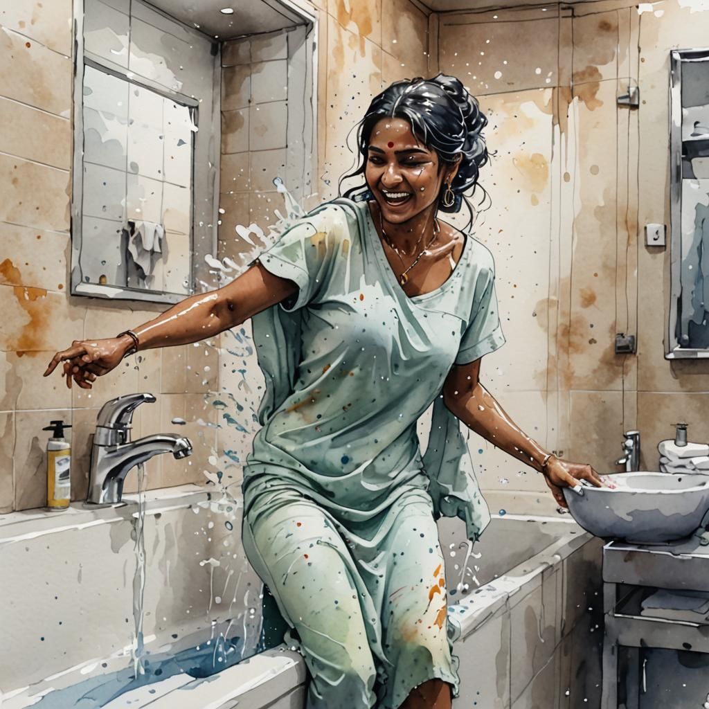 Unexpected Splash in the Bathroom