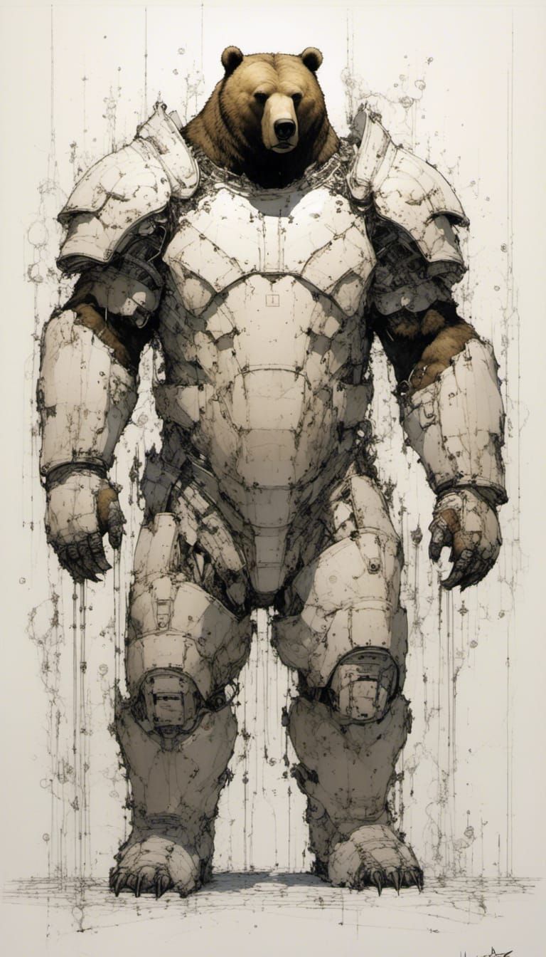 Armored Bear Angel with Lava Outlines