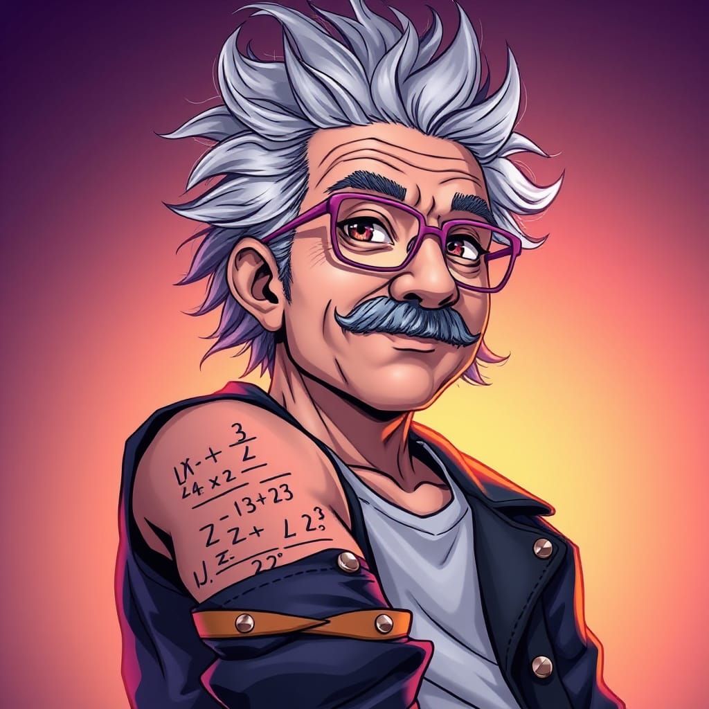 Einstein Embracing Anime Punk Aesthetic