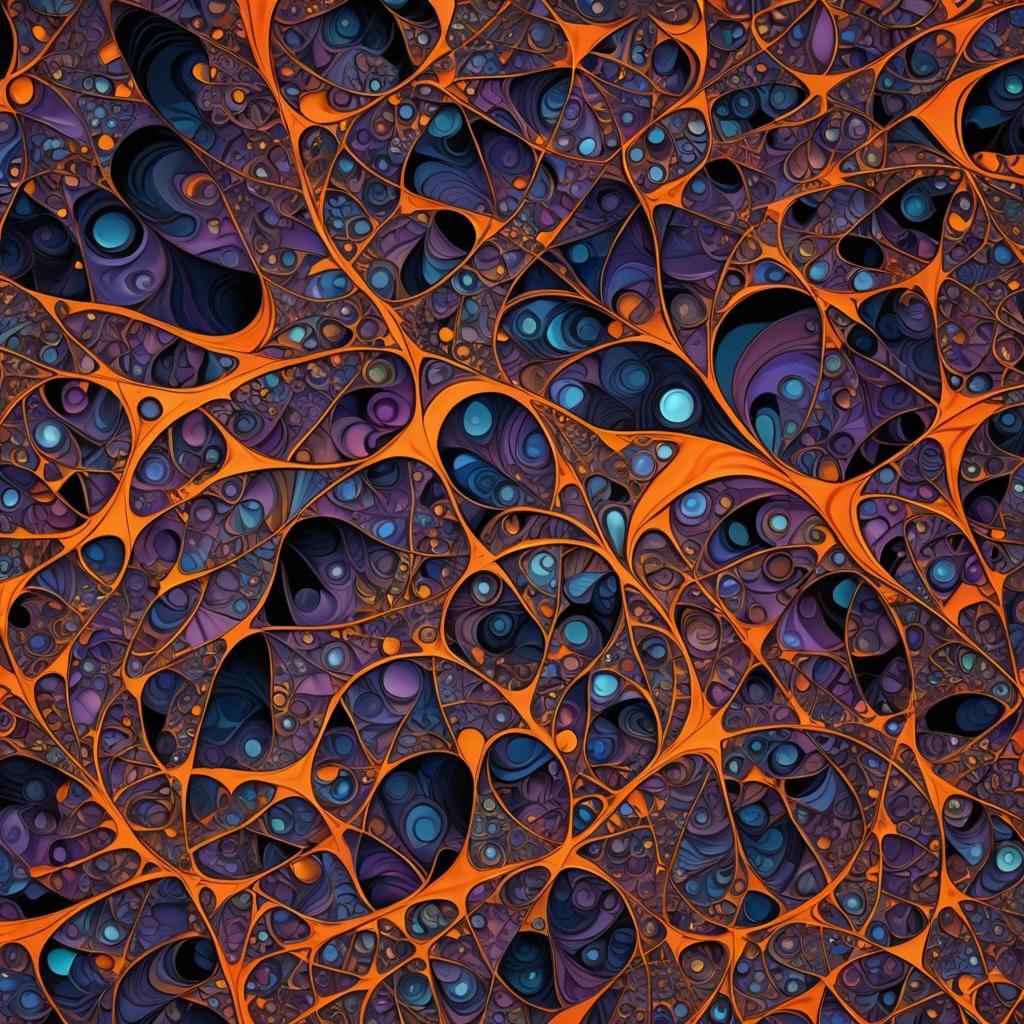 Abstract Fractal Sunrise in Starry Night Sky