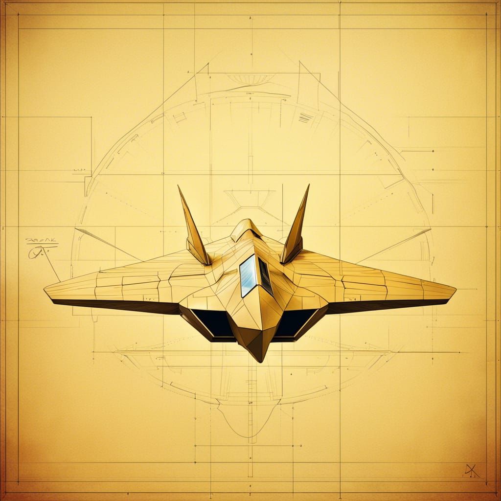 Modern Stealth Fighter in Golden Ratio Style