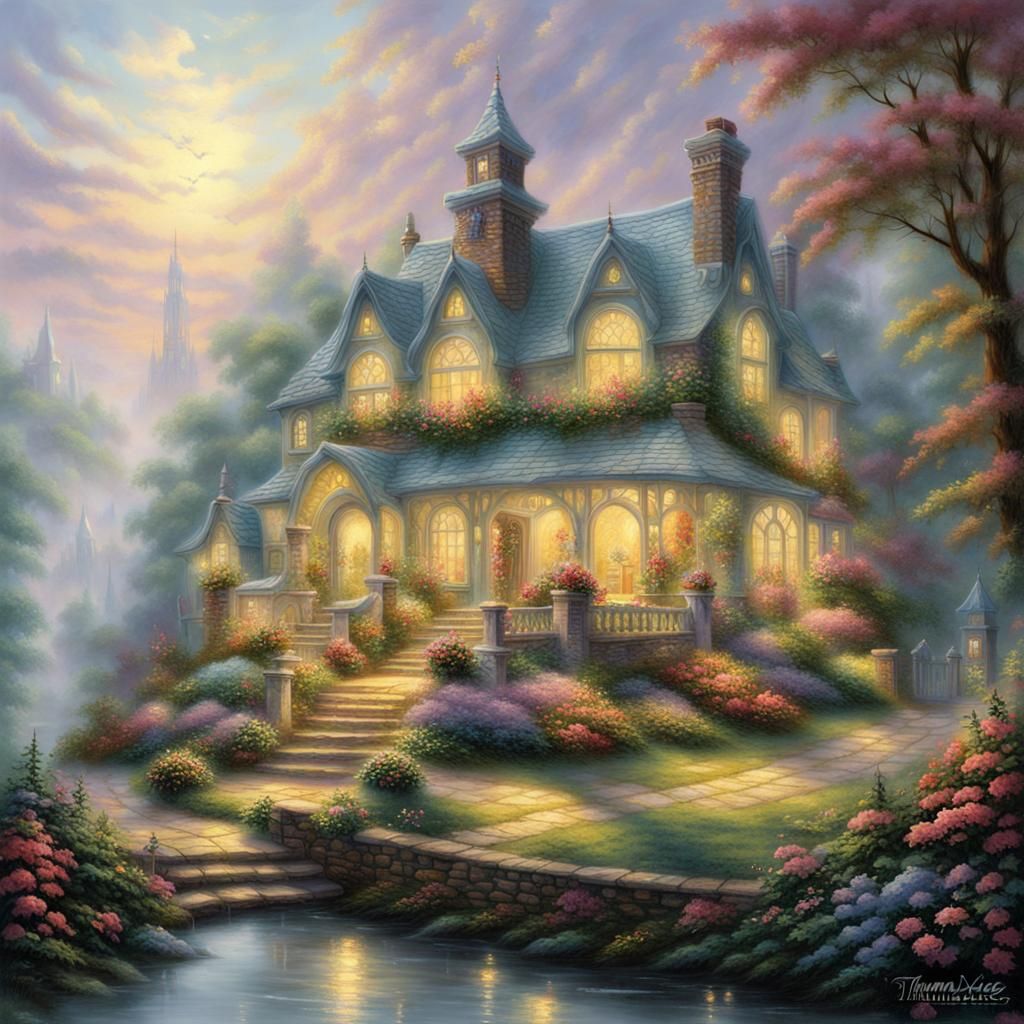 Ethereal Fantasy Residence in Hyperdetailed Mist