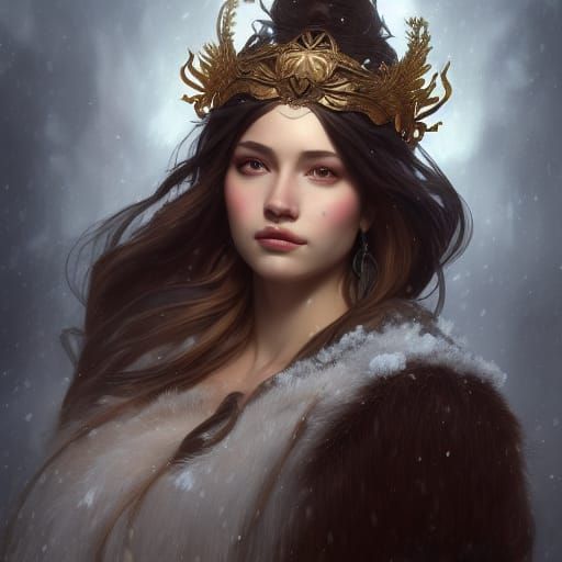Winter Goddess Portrait in Hyperdetailed Style
