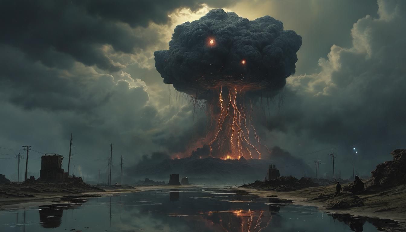 Epic Sci-Fi Dystopian Landscape in Colorful Style