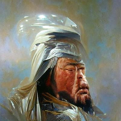 Genghis Khan Portrait in Oil Painting Style