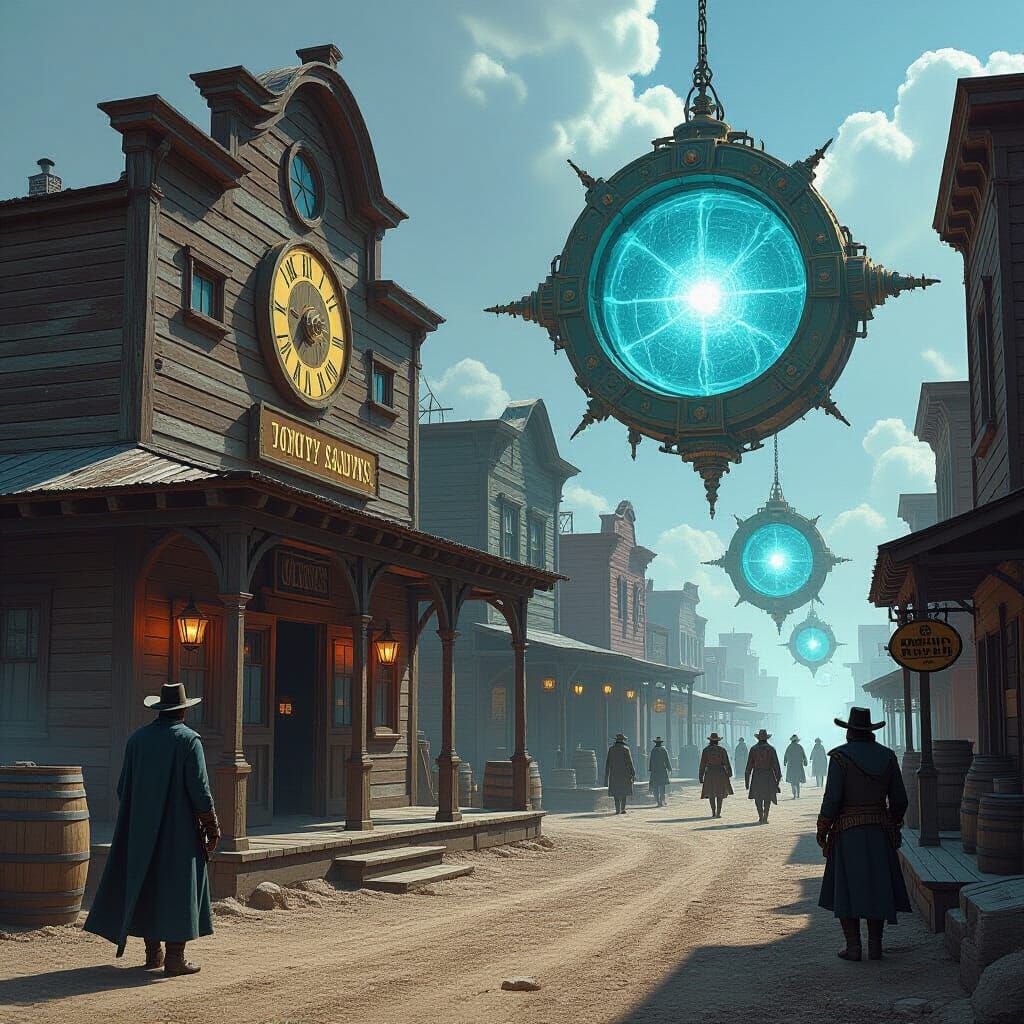 Western Portal Hub with Sci-Fi Elements