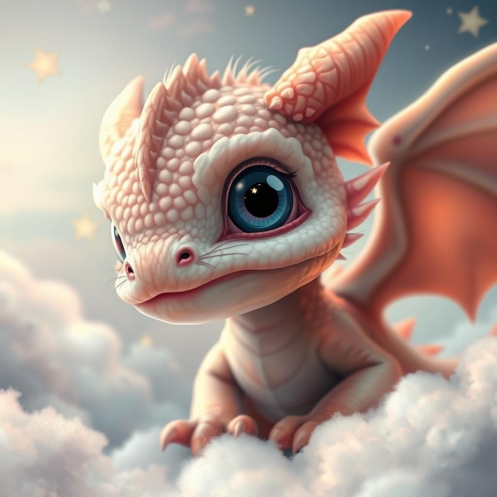 Celestial Baby Dragon with Dreamy Eyes
