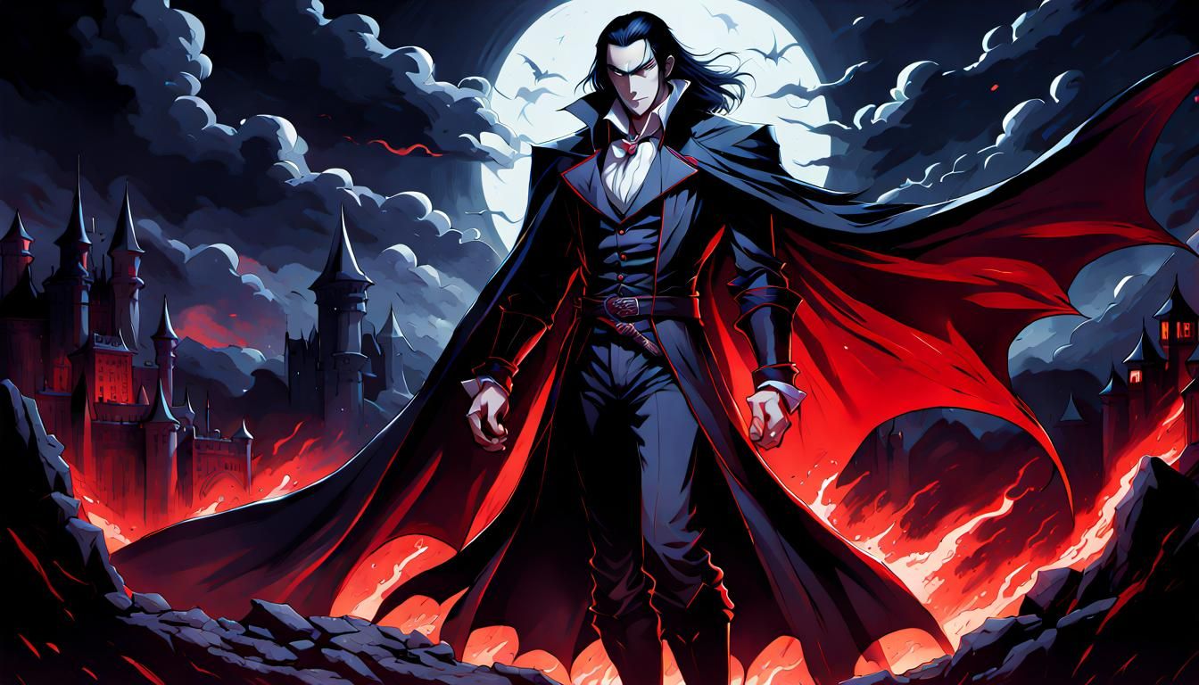 Dracula in Fiery Battle: Anime Key Visual