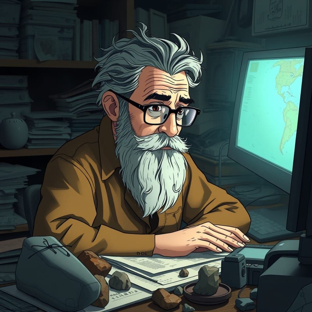 contemplative Italian Geologist lost in Thought