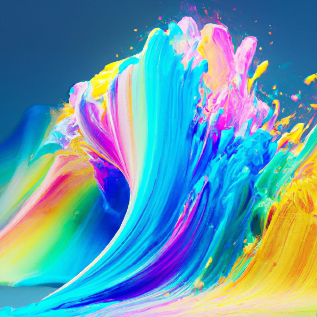 Vibrant Multi-Colored Liquid Wave in Photorealistic 3D