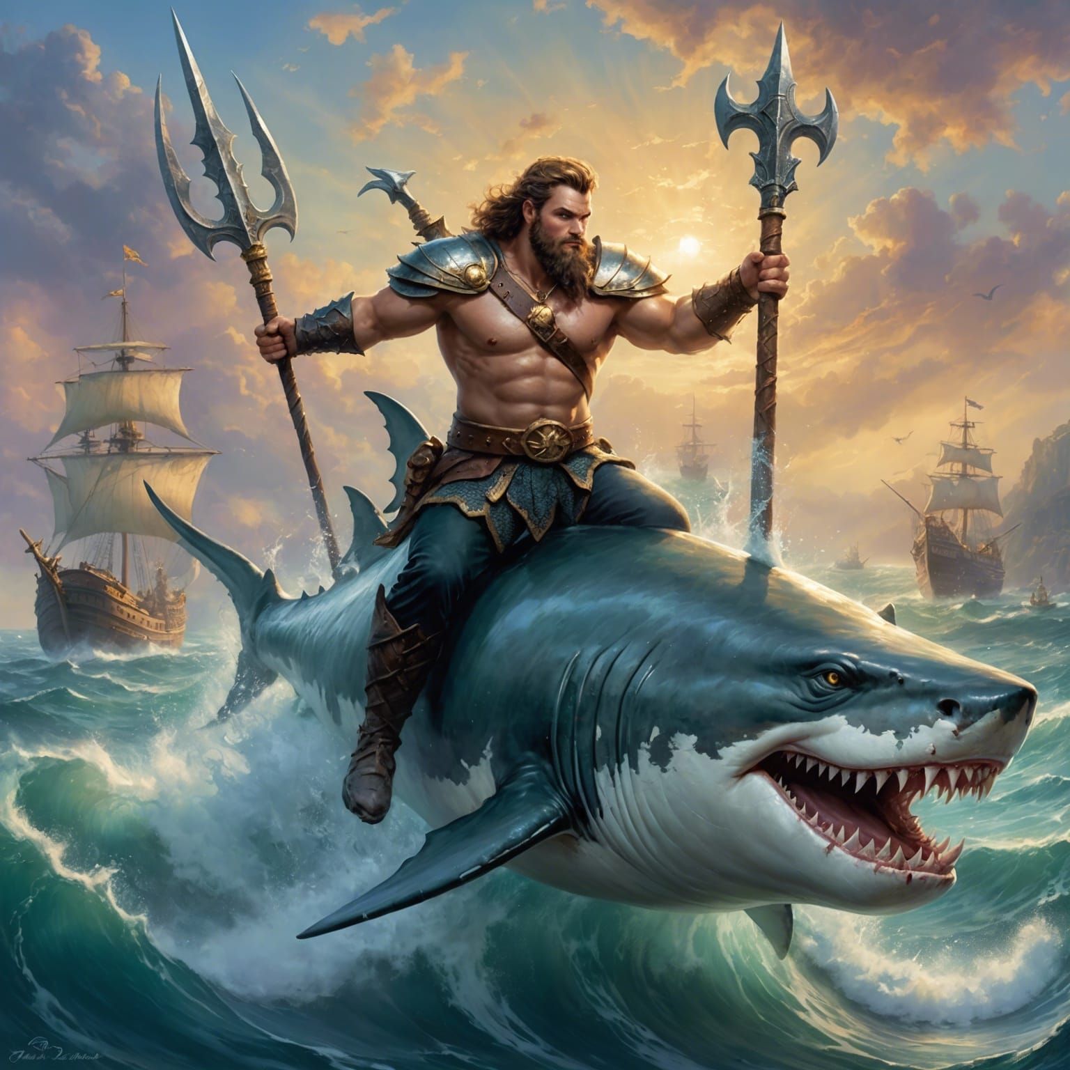 Merman Prince Dane Attacks Pirate Ships