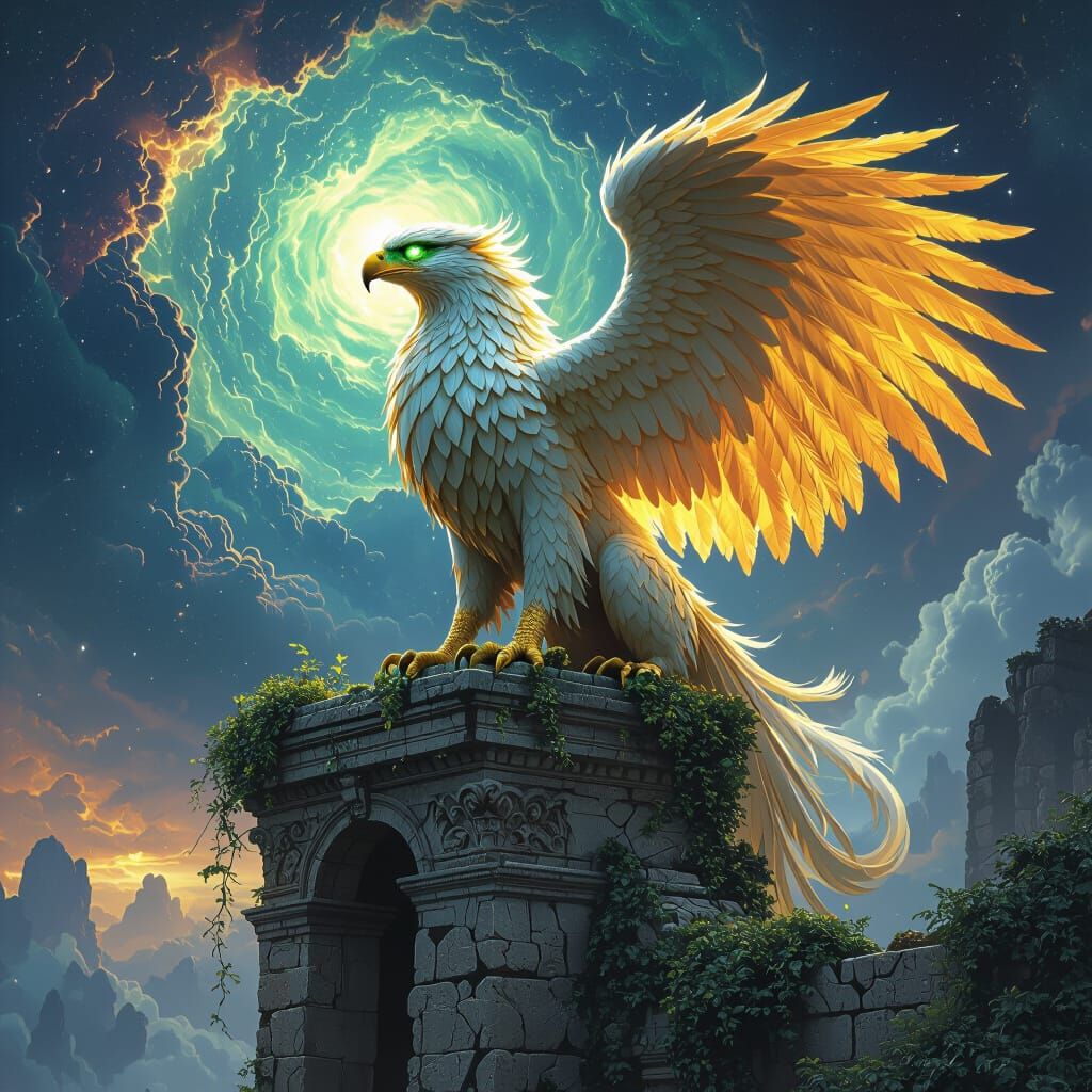 Griffin Perched Atop Ancient Observatory