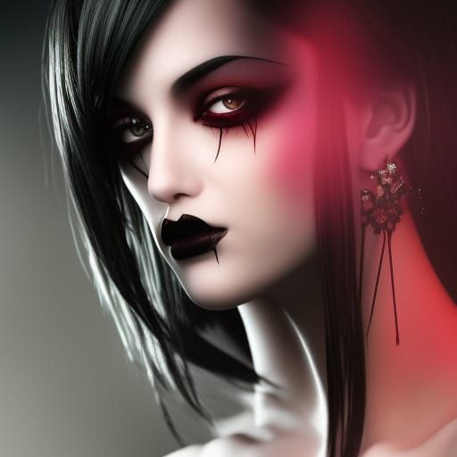 Detailed Emo Girl with Gothic Style in 8K