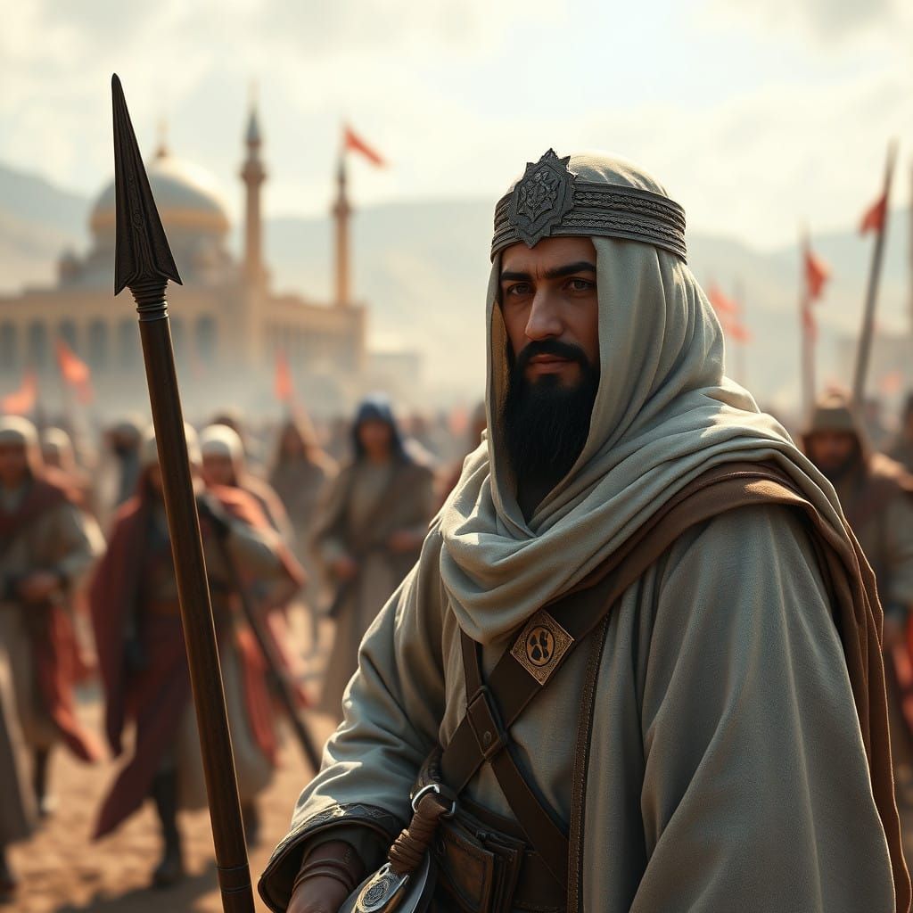 Mujahid Warrior in Arab Attire, Perang Uhud