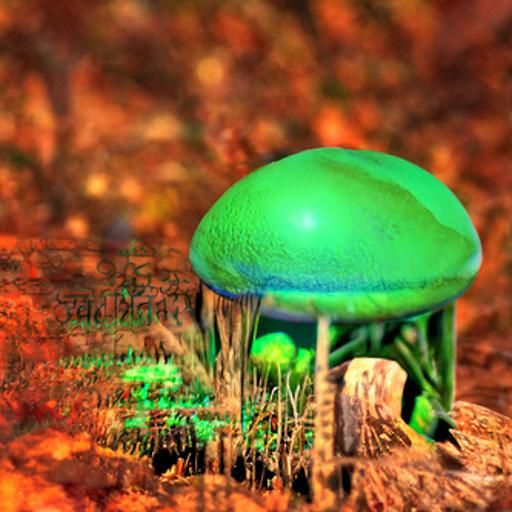 Bioluminescent Mushroom in Moonlight: Hyperrealistic Photo
