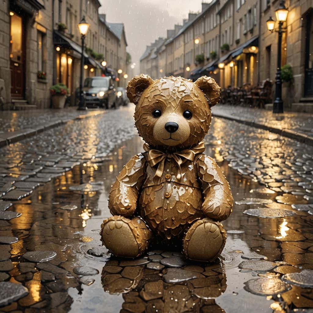 Sad and abandoned teddy bear