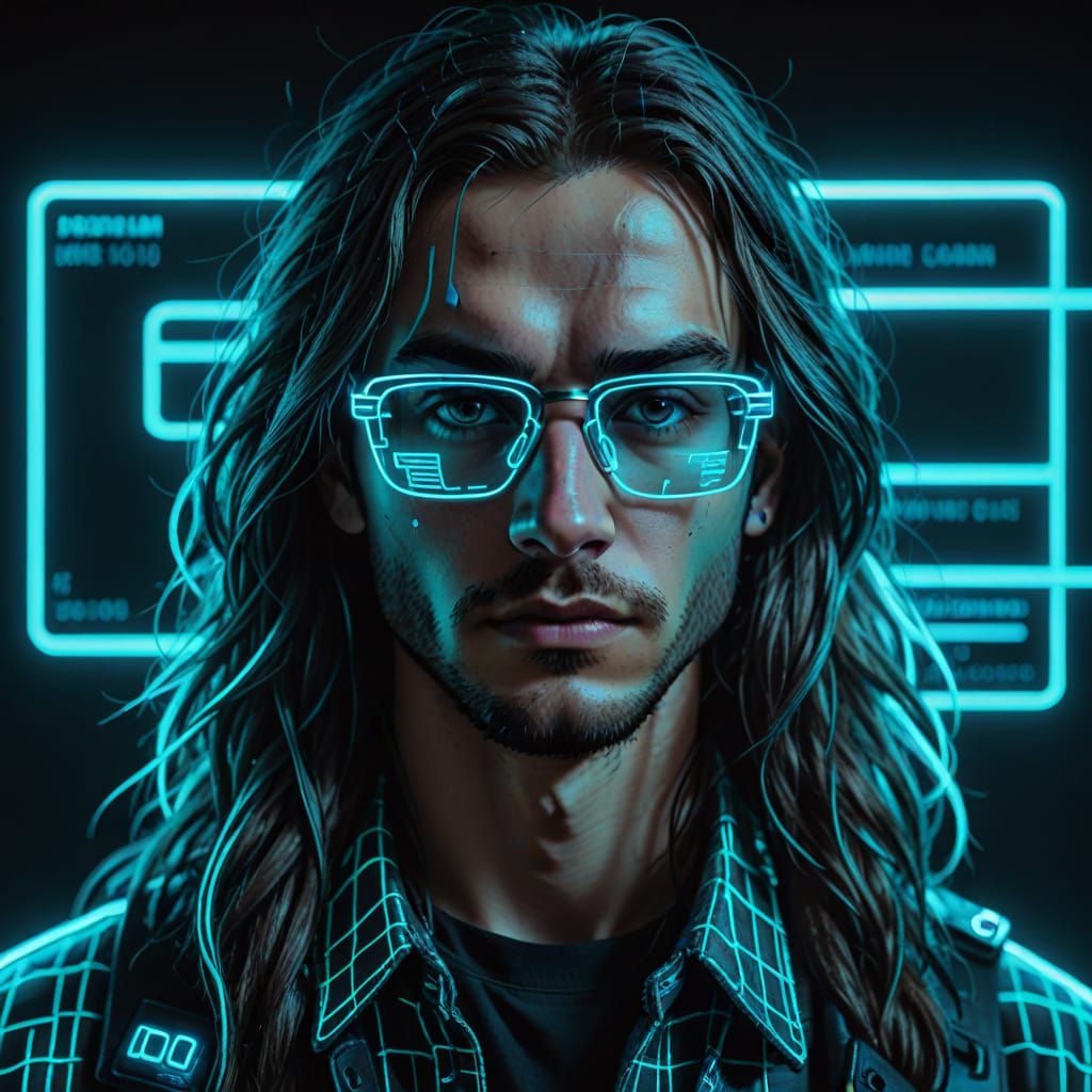 Cyberpunk ID Card in Neon Glow with Holographic Effect