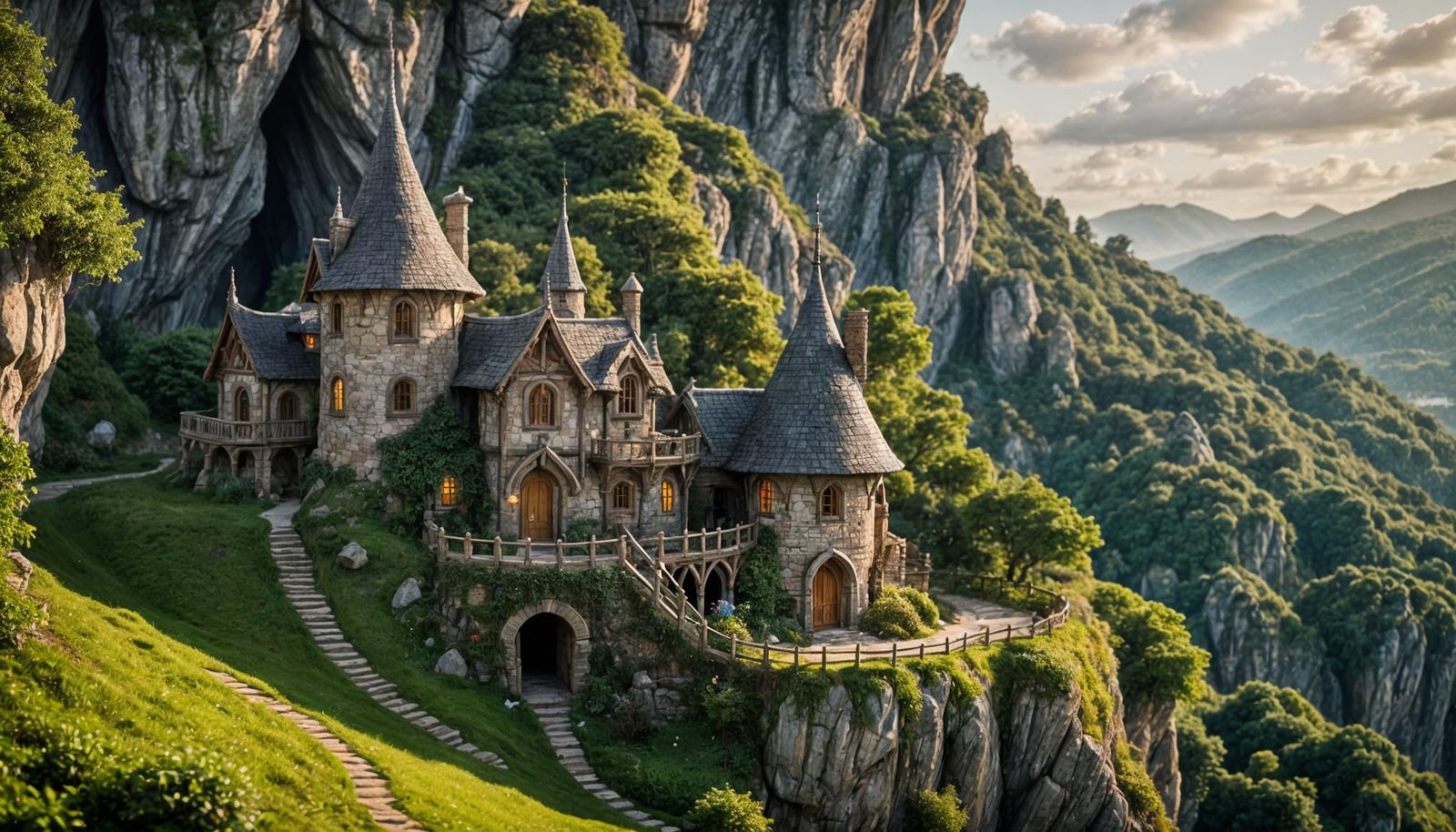Enchanted Elven Refuge in the Mountainside