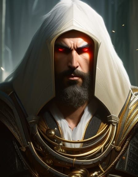 Gothic Sci-Fi Figure Portrait in Indigo and Gold