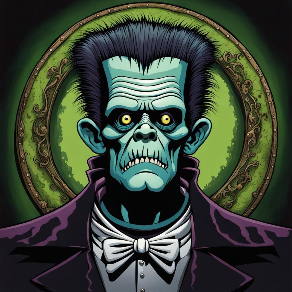 Stylized Frankenstein's Monster in Burtonesque Style