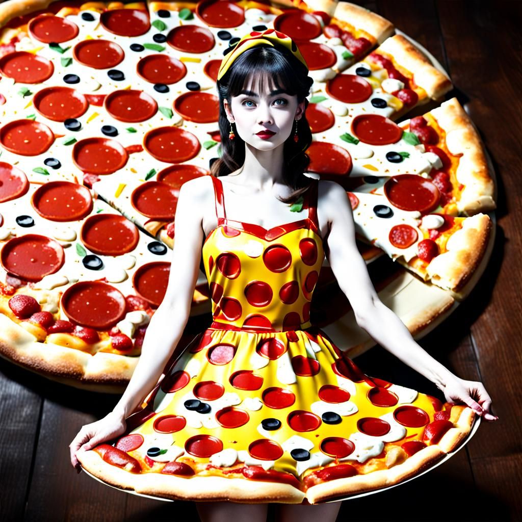 Woman's Pizza Dress: A Unique Food Creation