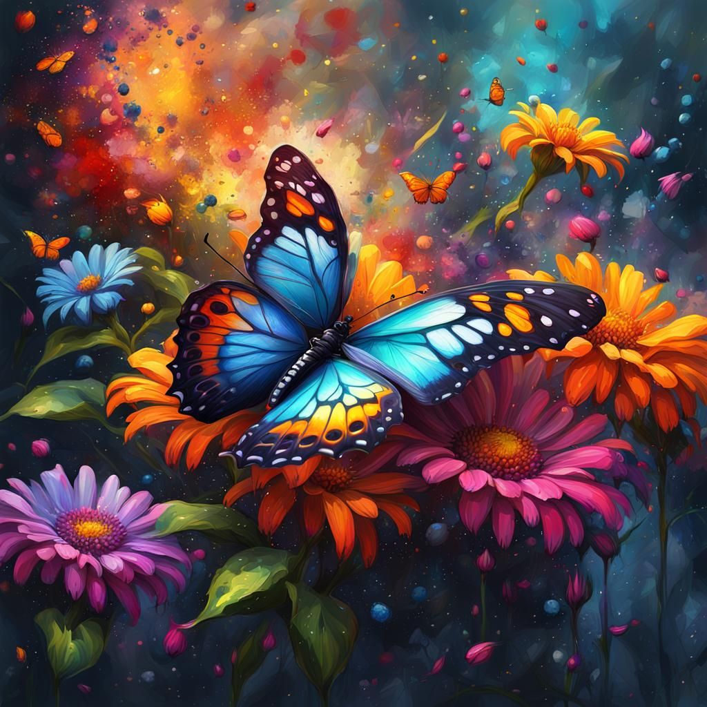Butterfly Speedpaint with Drips in Maximalist Style