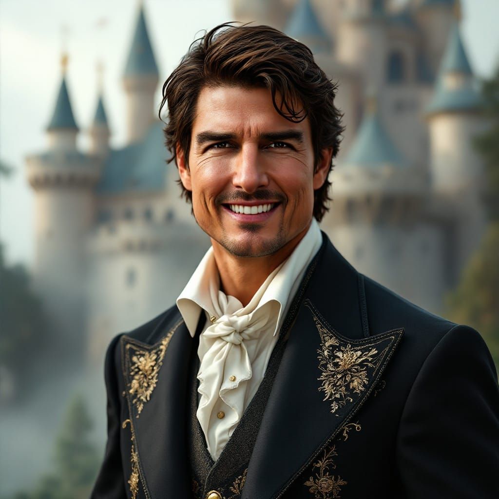 Tom Cruise as Disney Prince in Elegant Regal Attire