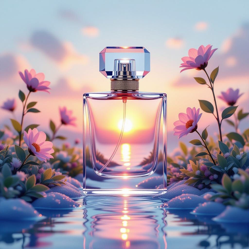 Minimalist Perfume Painting with 60s Elegance and Neo-Pop Ac...