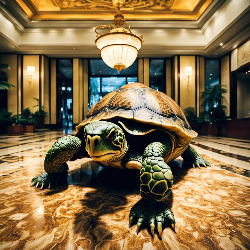 Turtle Visits Grand Hotel Lobby, Taipei