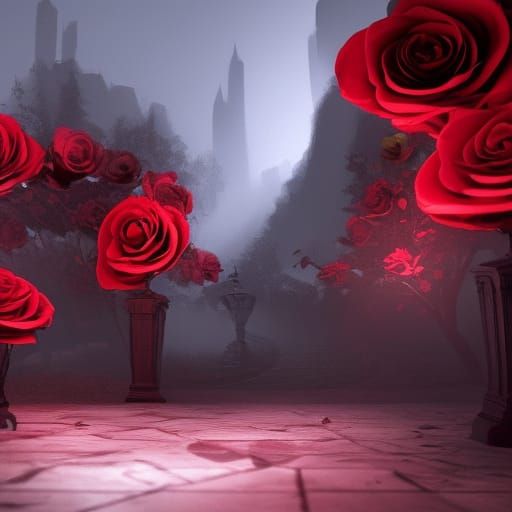 Dramatic Red and Black Roses in Unreal Engine