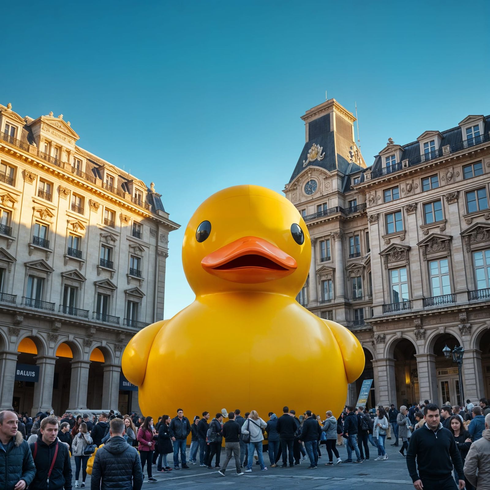 Surreal Giant Rubber Duck Installation in Parisian Grandeur