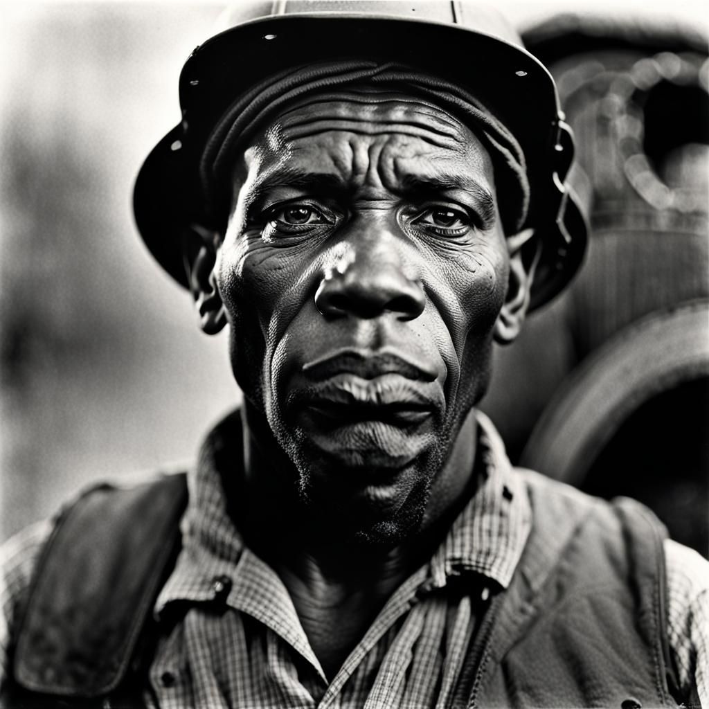 Construction Worker Portrait in Black and White Photography