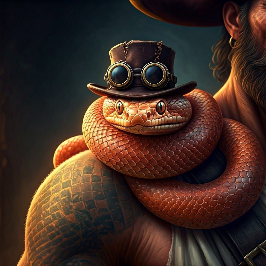 Pirate's Coral Snake Companion in Rembrandt Lighting