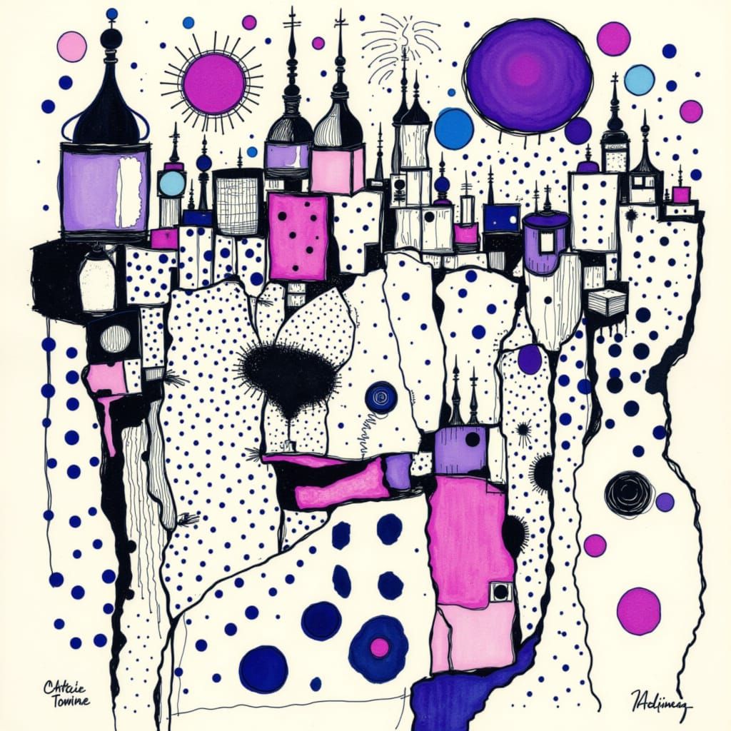 Dalmatian Dog Illustration in Blueberry Ink Style