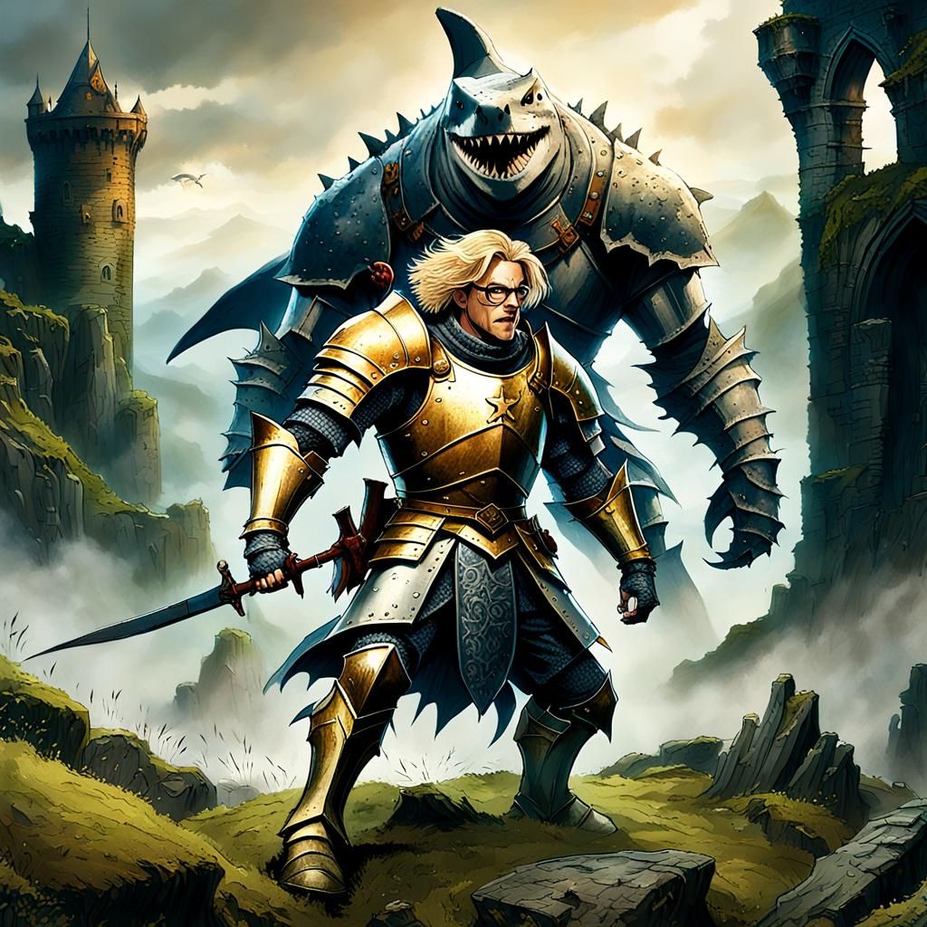 Epic Battle: Blonde Knight vs Shark Knight