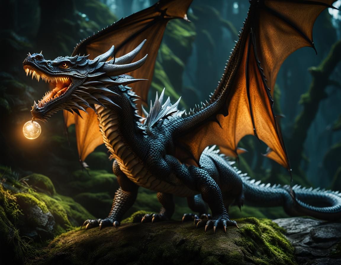 Realistic Dragon in Fairy Ambient Lighting
