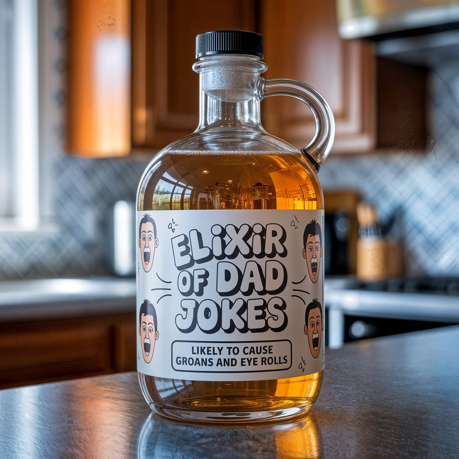 A Whimsical Bottle of Dad Jokes Elixir