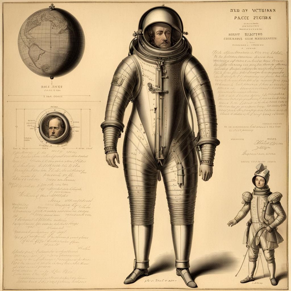 Victorian Spacesuit Diagram in 18th Century Style