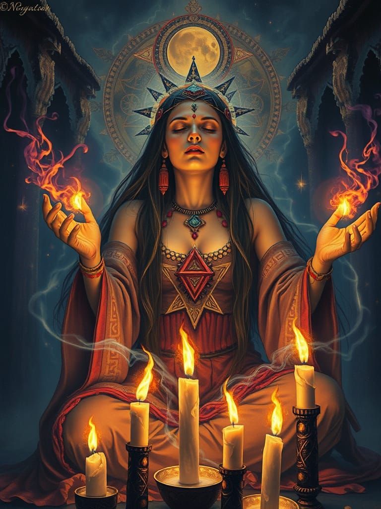 Female Shaman in Trance, Fauvist Dreamscape