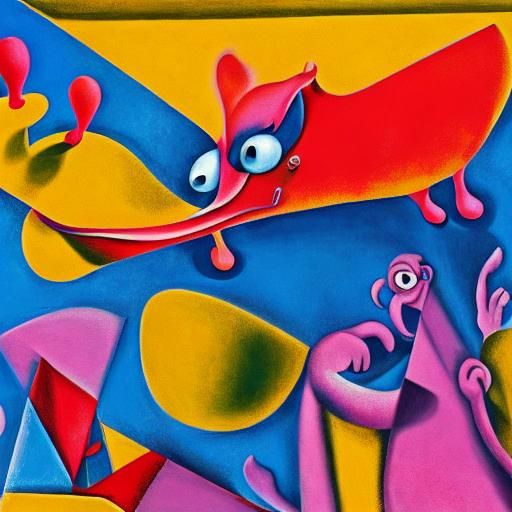 Pink Panther in Dreamlike Surrealist City