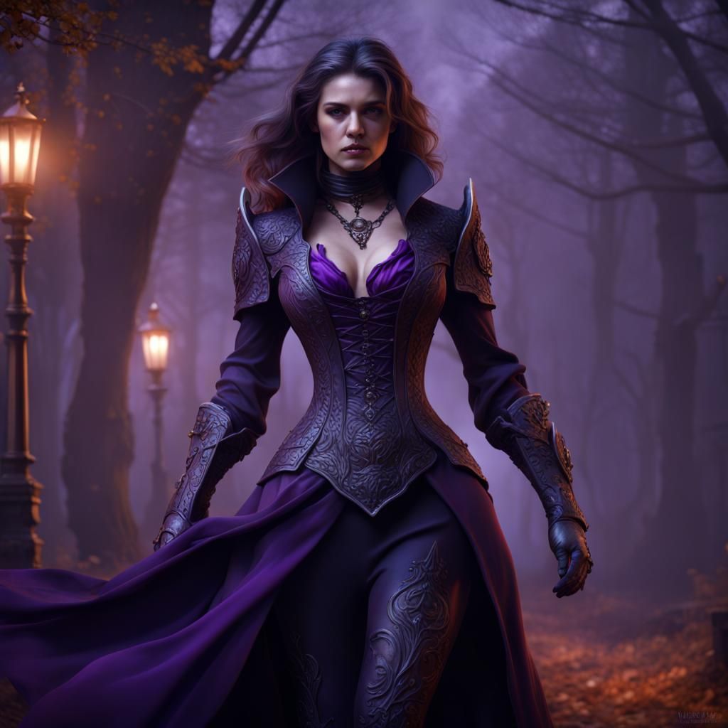 Headless Horseman Woman in Violet Dress