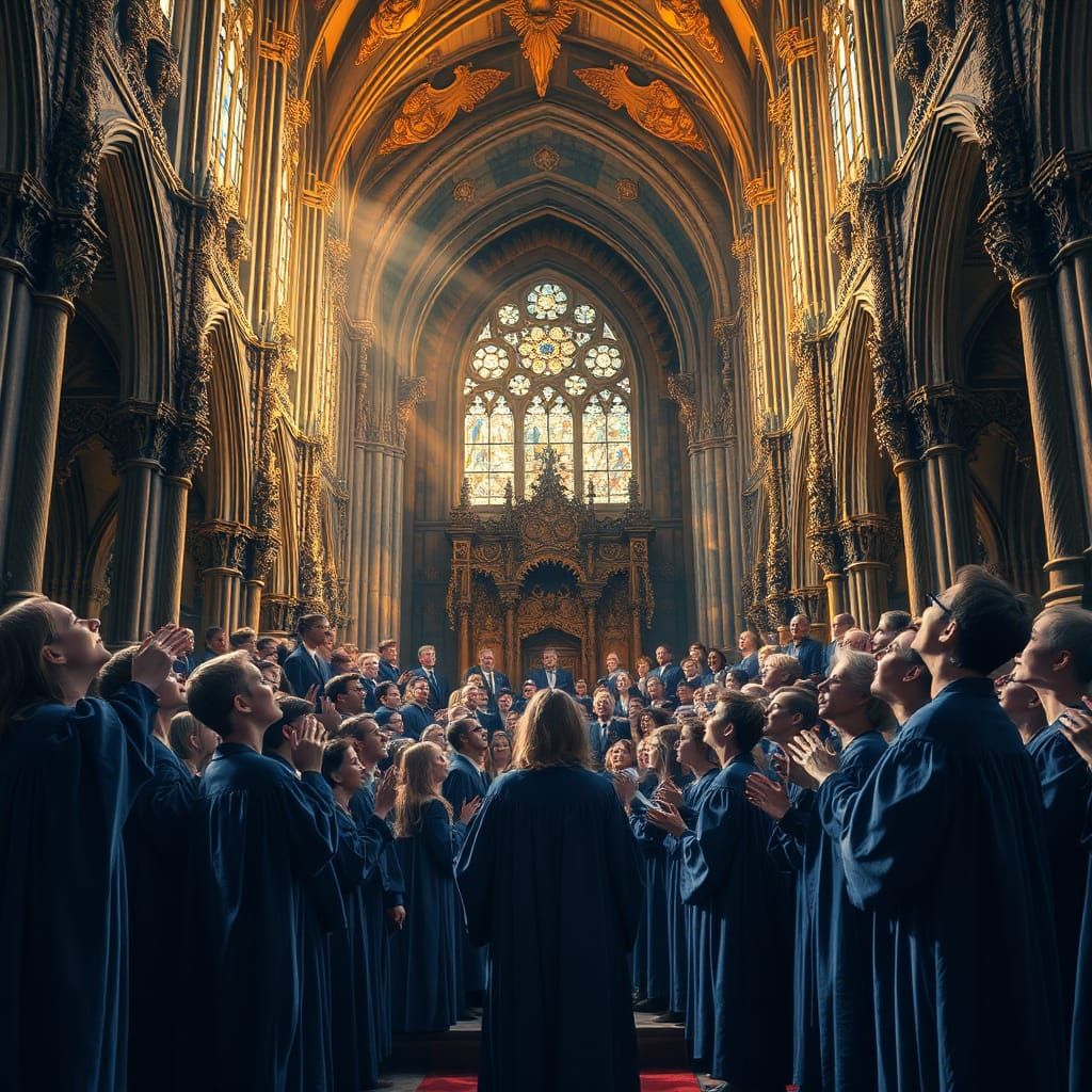 Cathedral Choir in Opulent Digital Painting Style