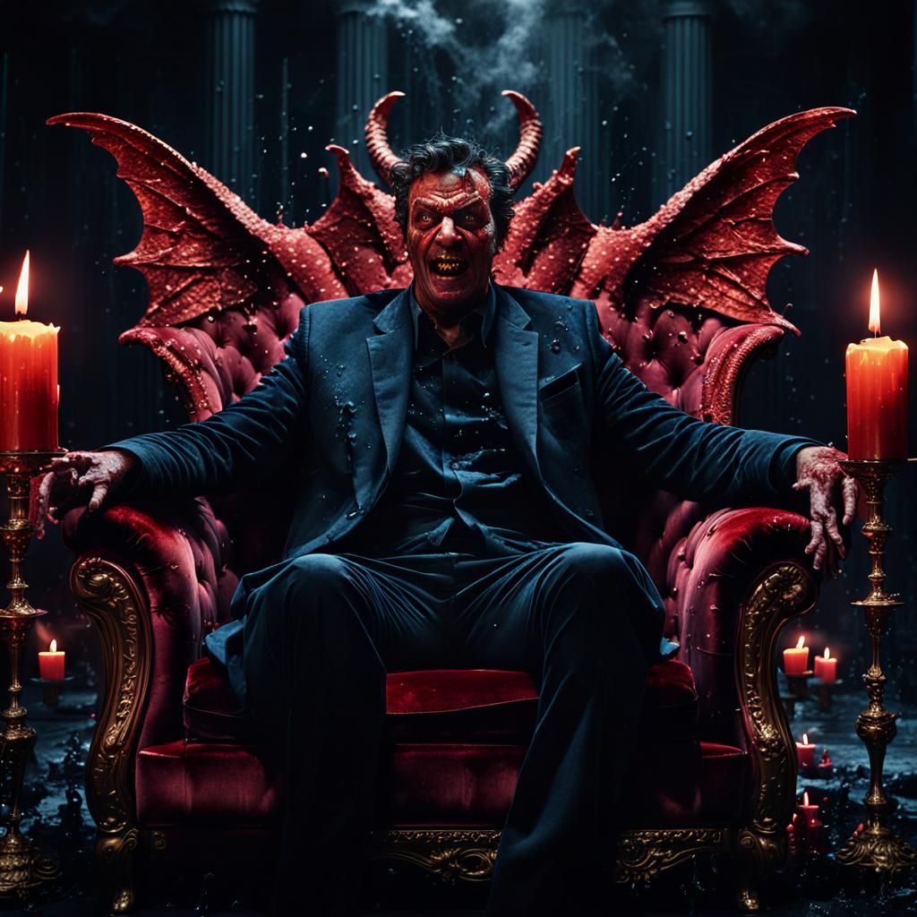 Dark Fantasy Demon in Candlelight: 3D Digital Art