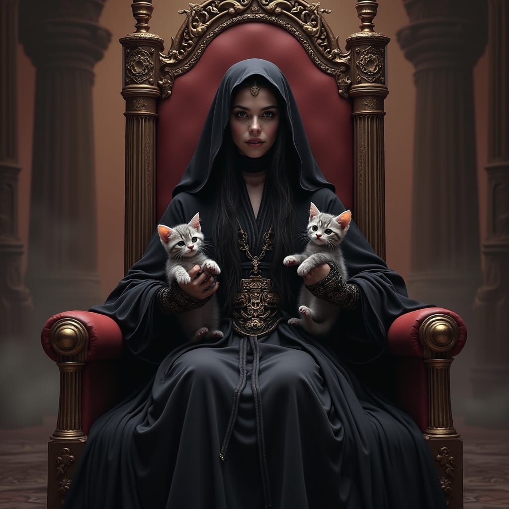 Dark Sith Empress Adores Furry Companions in Imperial Throne...