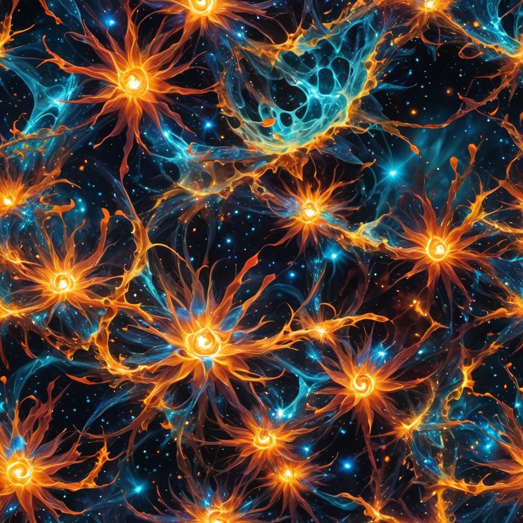 Cosmic Surrealism: Stars Swirling in Plasma Maelstrom